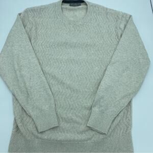 Daniel Cremieux Sweater Pullover Zigzag Knit Supima Cotton Oatmeal Large